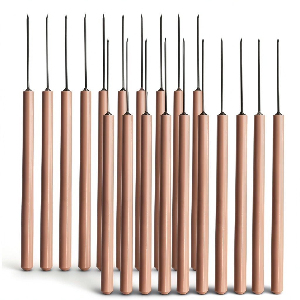Scientific Labwares dissection needles with multicolor handles on a lab bench