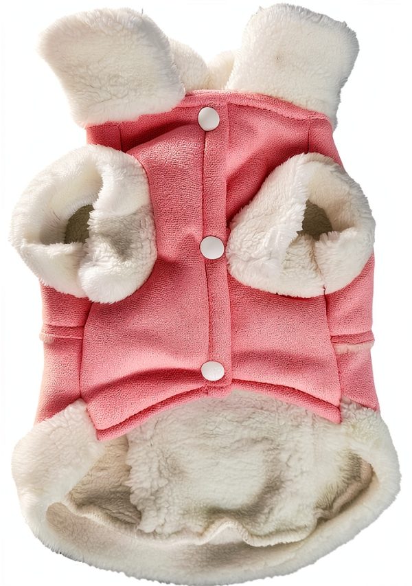Jecikelon Dog Coat Suede Fleece Warm Bow D-Ring Winter Pet-5