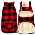 Malier Dog Winter Coat Fleece Lined Plaid Windproof Jacket-0