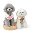 Jecikelon Dog Coat Suede Fleece Warm Bow D-Ring Winter Pet-3