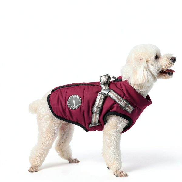 VPETBR Dog Winter Coat Harness Fleece Lined Cold Weather-5