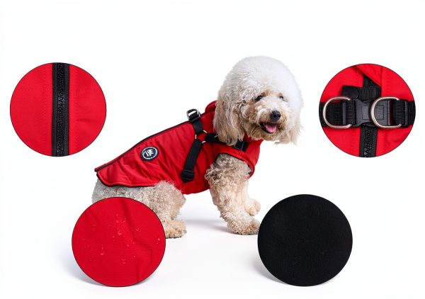 Norbi Dog Coat Harness Winter Jacket Water Repellent Fleece-3
