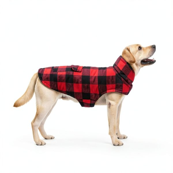 Malier Dog Winter Coat Fleece Lined Plaid Windproof Jacket-4