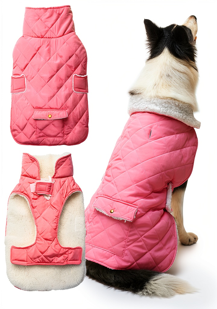 ORZECHKO dog winter jacket in grey on a medium-sized dog