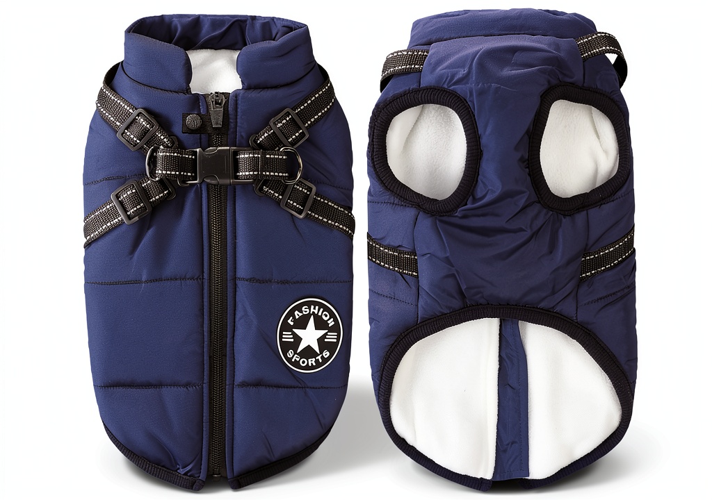 Aiboria dog jacket on a golden retriever in snowy weather