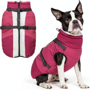 SUNFURA Dog Winter Coat Harness Waterproof Fleece Jacket-0