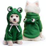 VITSOLE Dog Hoodie Fleece Coat Green Frog Elk Design-0
