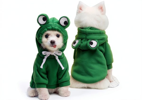 VITSOLE Dog Hoodie Fleece Coat Green Frog Elk Design-0