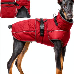 QBLEEV Dog Winter Coat Waterproof Windproof Fleece Lined-0