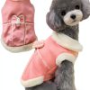 Jecikelon Dog Coat Suede Fleece Warm Bow D-Ring Winter Pet-0