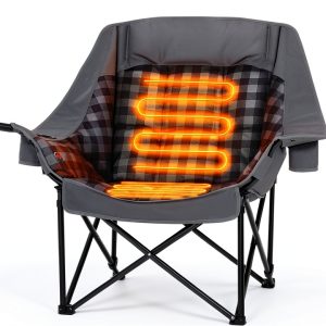 Oversized Heated Camping Chair Huskfirm XL Grey Thick‑Padded Foldable-0