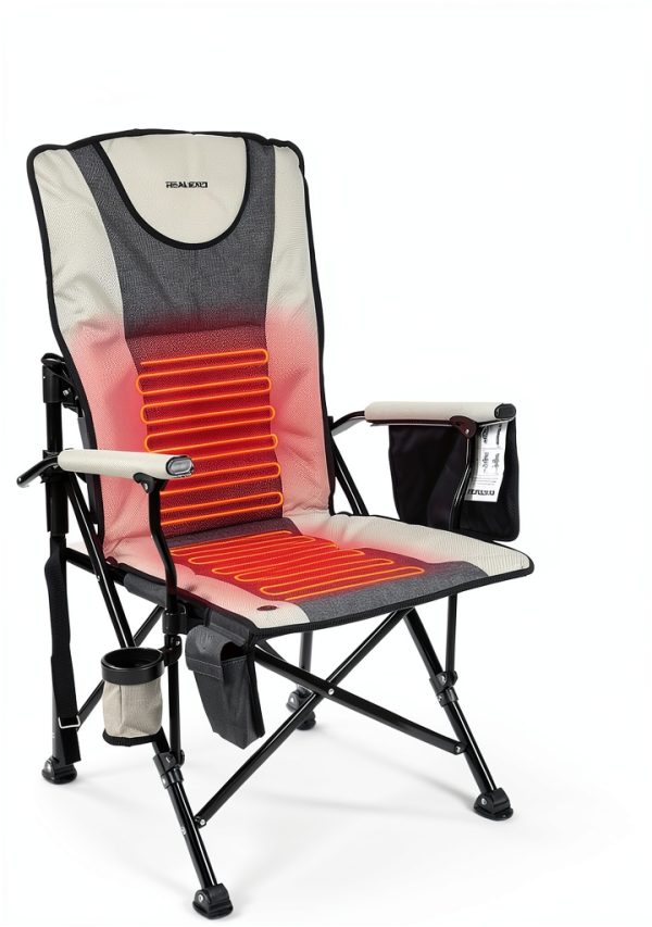 REALEAD Heated Camping Chair - Fully Padded Heated Chairs Outdoor Sports - Heavy Duty Heating Camp Chairs for Adults Supports 400 lbs - Perfect for Outside Sport Events, Concert, Battery NOT Included-4