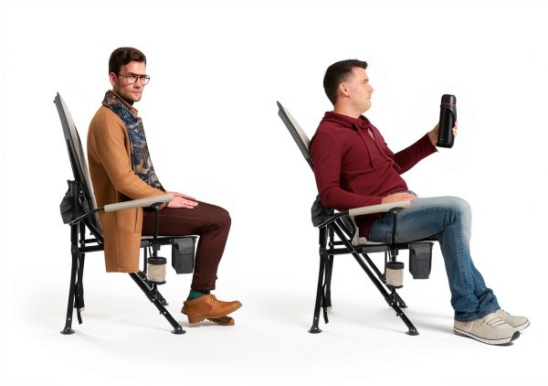 REALEAD Heated Camping Chair - Fully Padded Heated Chairs Outdoor Sports - Heavy Duty Heating Camp Chairs for Adults Supports 400 lbs - Perfect for Outside Sport Events, Concert, Battery NOT Included-5